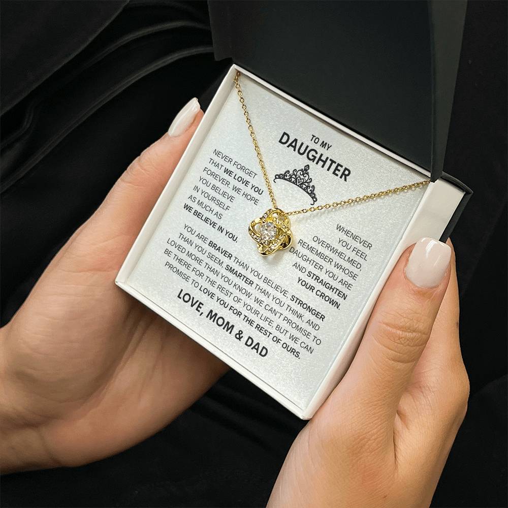 Beautiful Gift for Daughter From Mom & Dad "Straighten Your Crown" Necklace