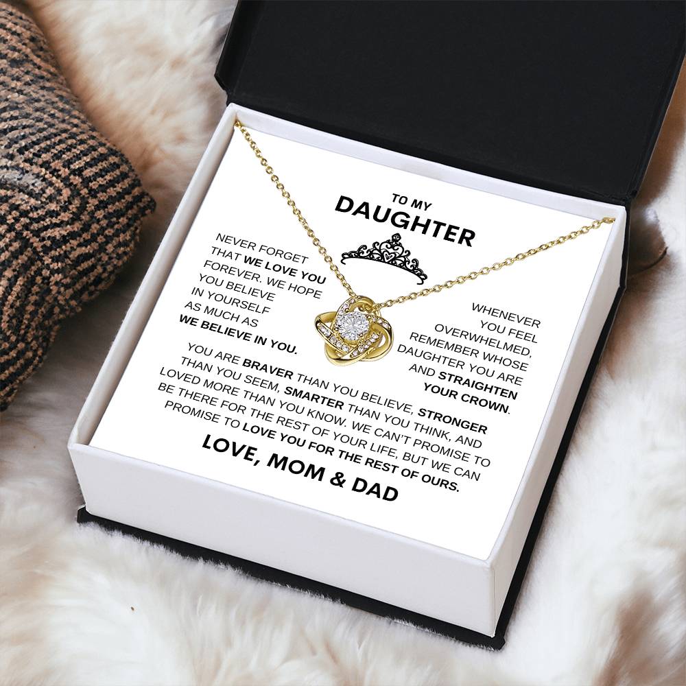 Beautiful Gift for Daughter From Mom & Dad "Straighten Your Crown" Necklace