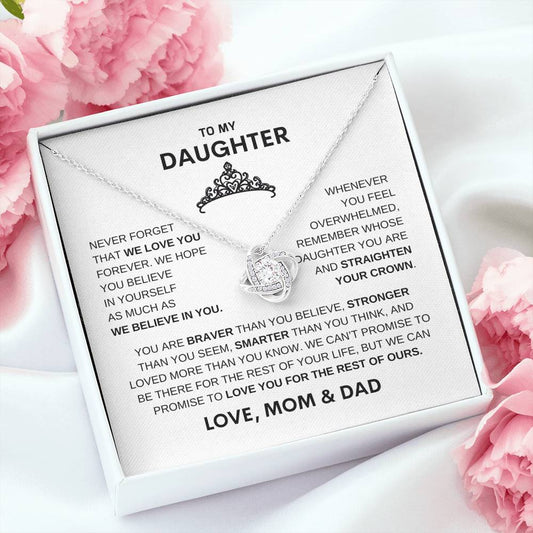 Beautiful Gift for Daughter From Mom & Dad "Straighten Your Crown" Necklace