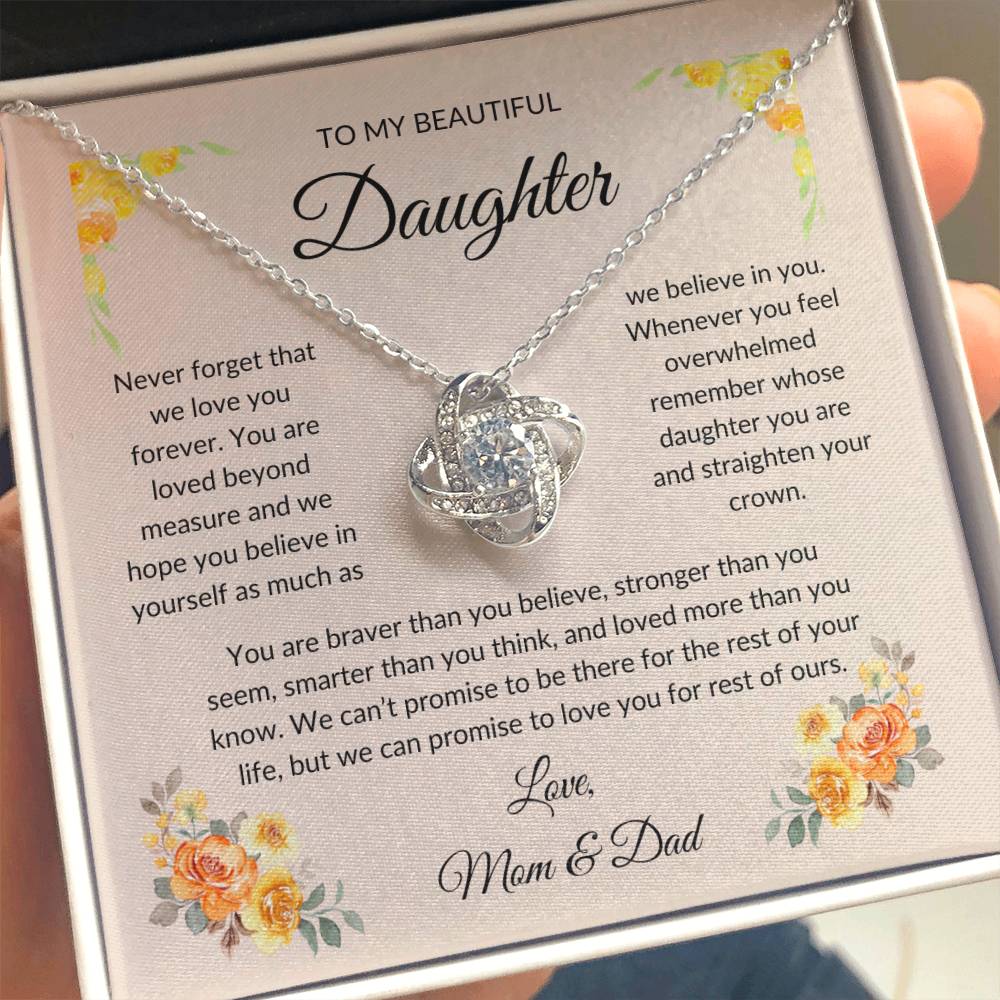 Beautiful Gift for Daughter, "Love, Mom & Dad" Necklace