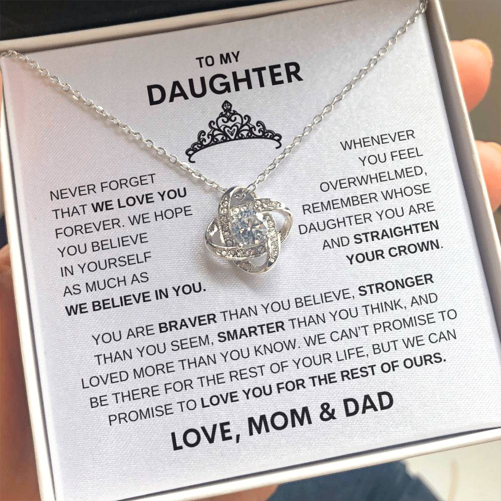 Beautiful Gift for Daughter From Mom & Dad "Straighten Your Crown" Necklace