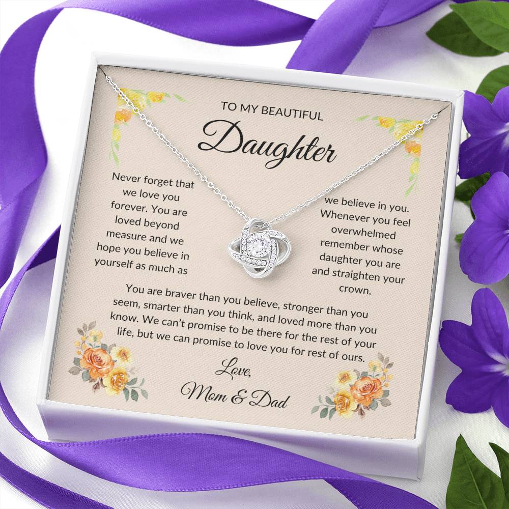 Beautiful Gift for Daughter, "Love, Mom & Dad" Necklace