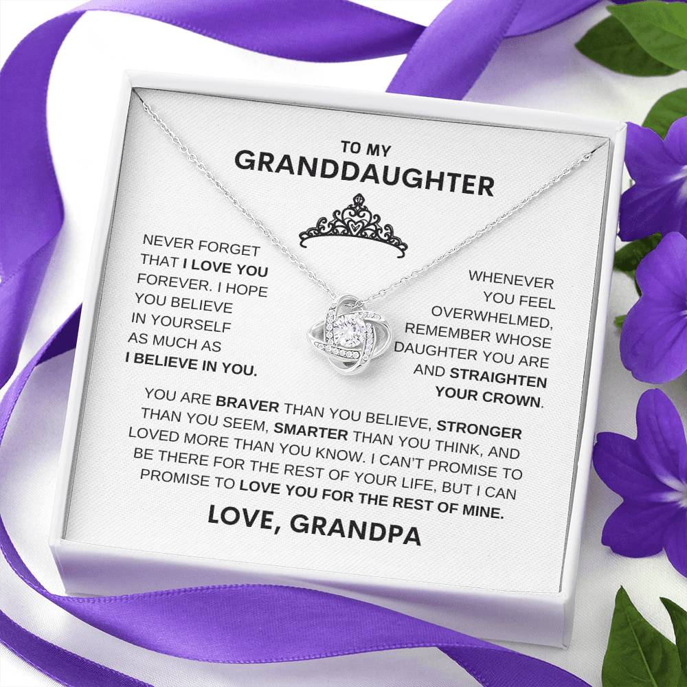 Beautiful Gift for Granddaughter From Grandpa "Straighten Your Crown" Necklace