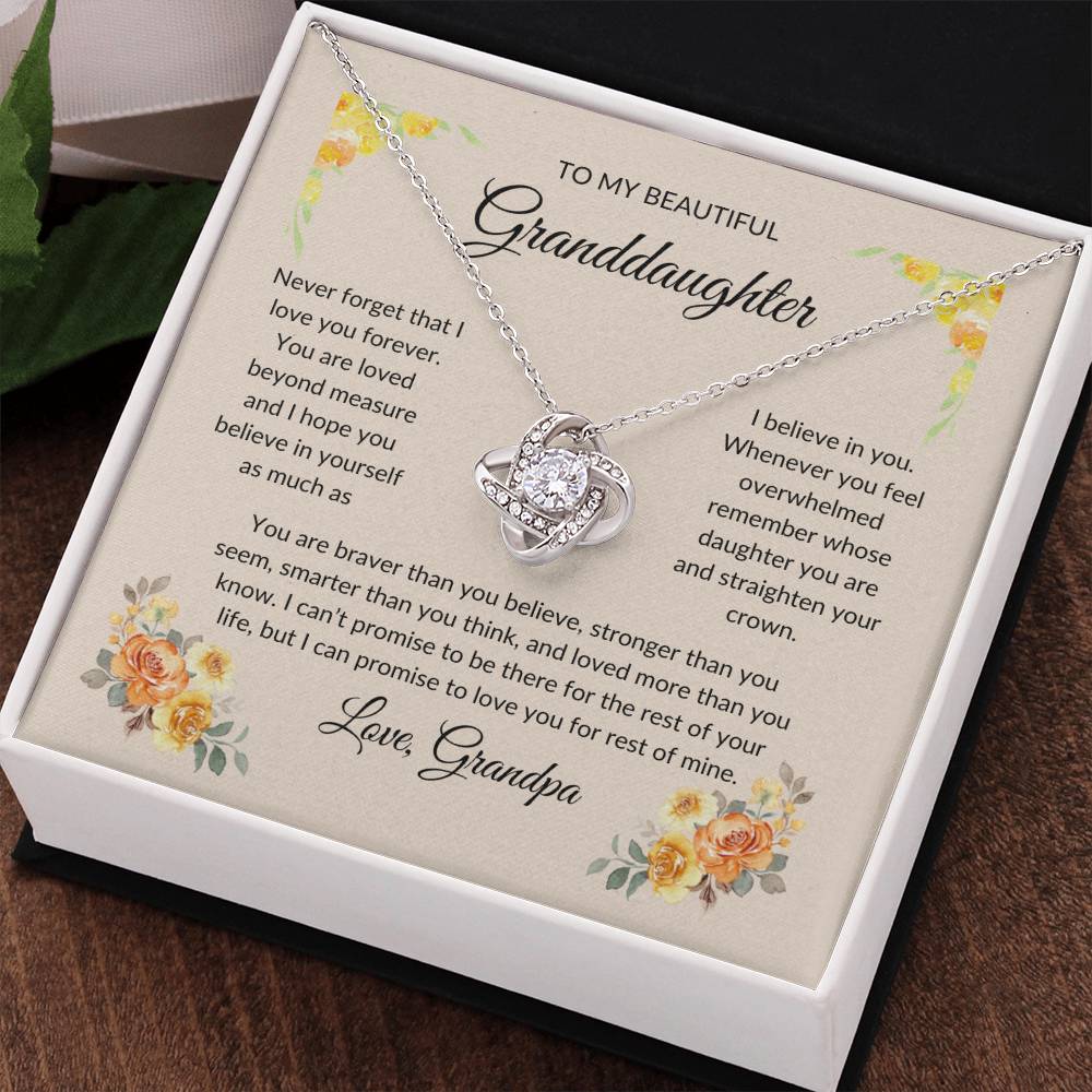 Beautiful Gift for Granddaughter, "Love, Grandpa" Necklace