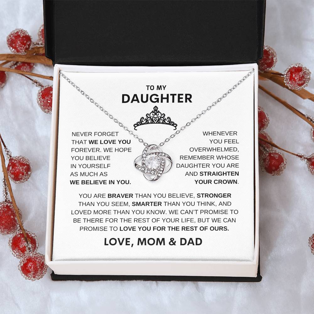 Beautiful Gift for Daughter From Mom & Dad "Straighten Your Crown" Necklace