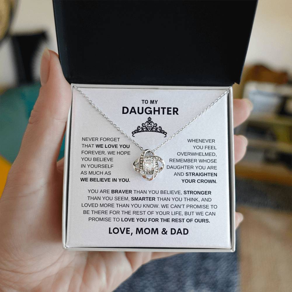 Beautiful Gift for Daughter From Mom & Dad "Straighten Your Crown" Necklace