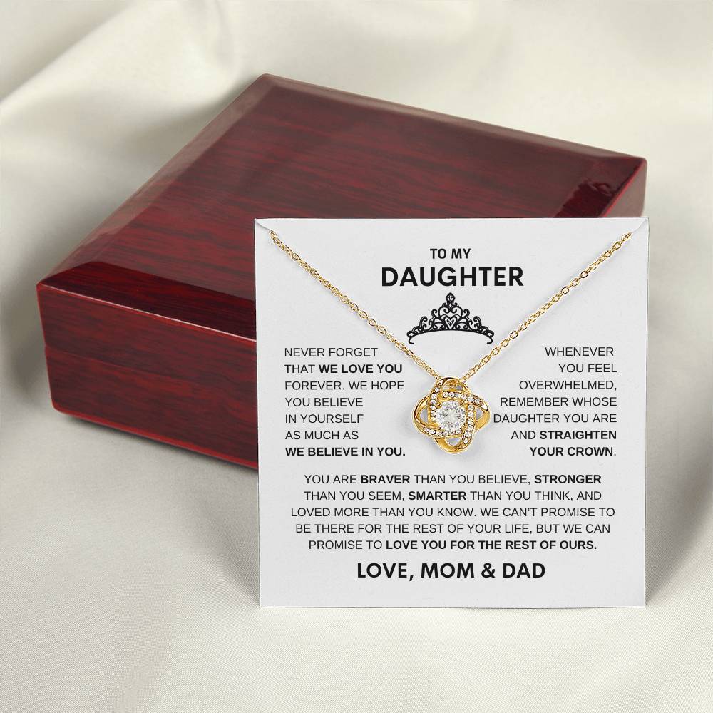 Beautiful Gift for Daughter From Mom & Dad "Straighten Your Crown" Necklace