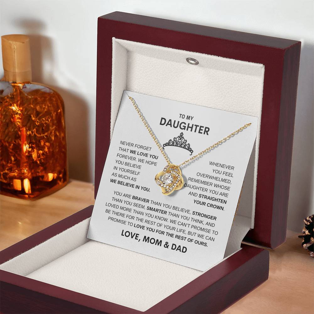 Beautiful Gift for Daughter From Mom & Dad "Straighten Your Crown" Necklace