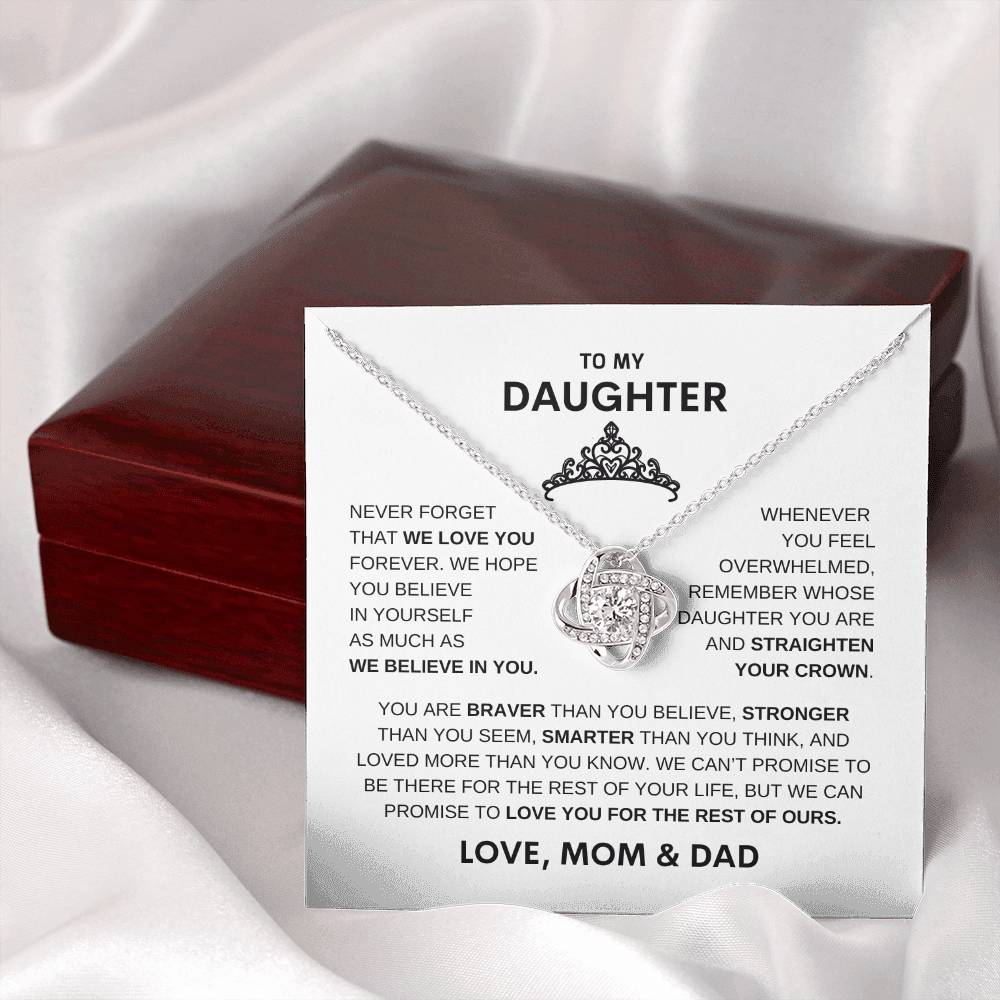 Beautiful Gift for Daughter From Mom & Dad "Straighten Your Crown" Necklace