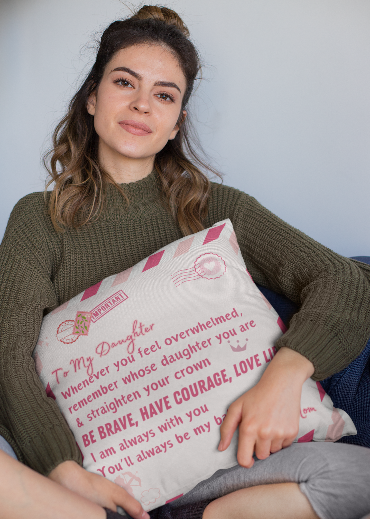 Huggable Message Pillow - Gift for Daughter, Love Mom