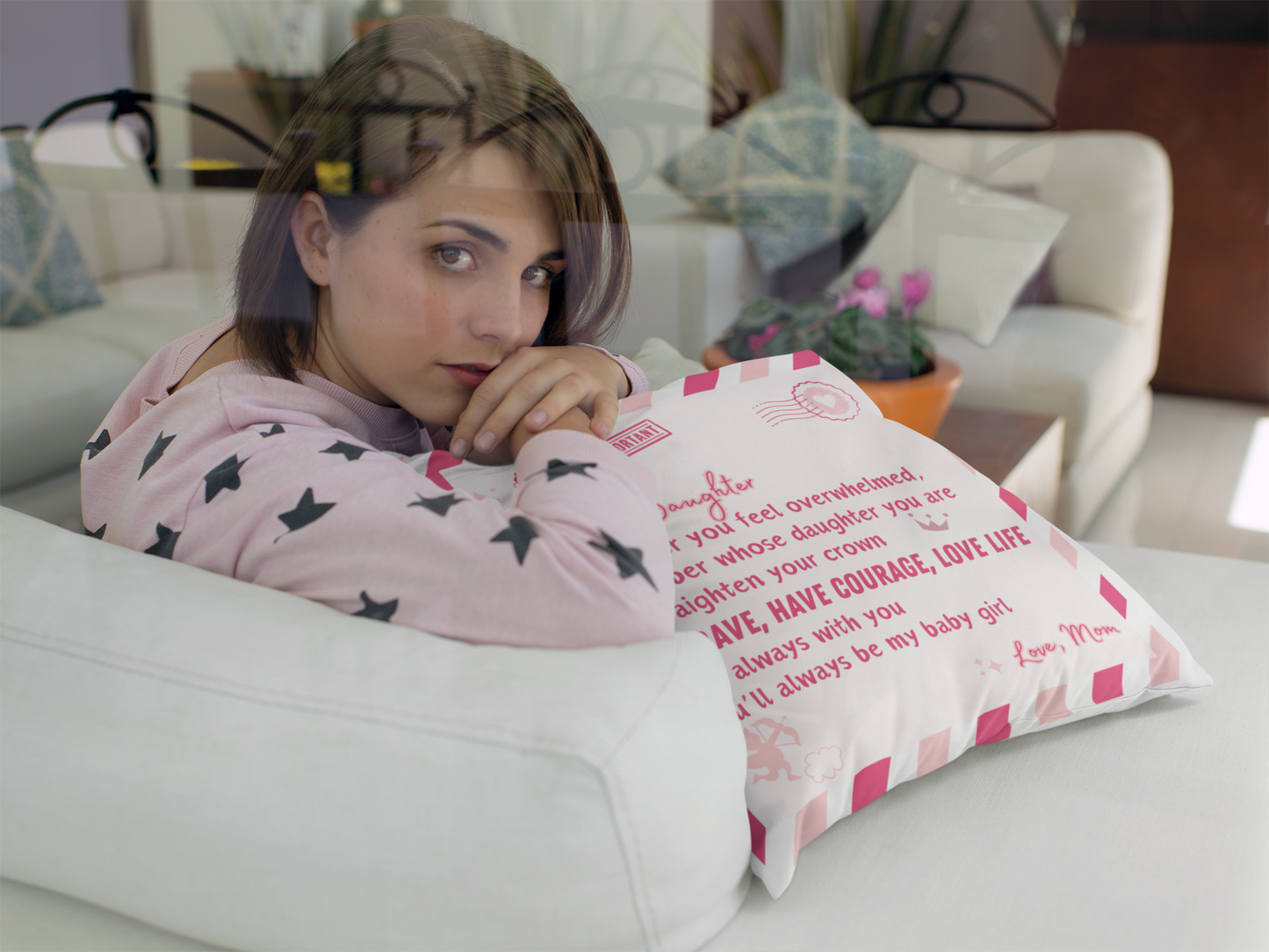 Huggable Message Pillow - Gift for Daughter, Love Mom