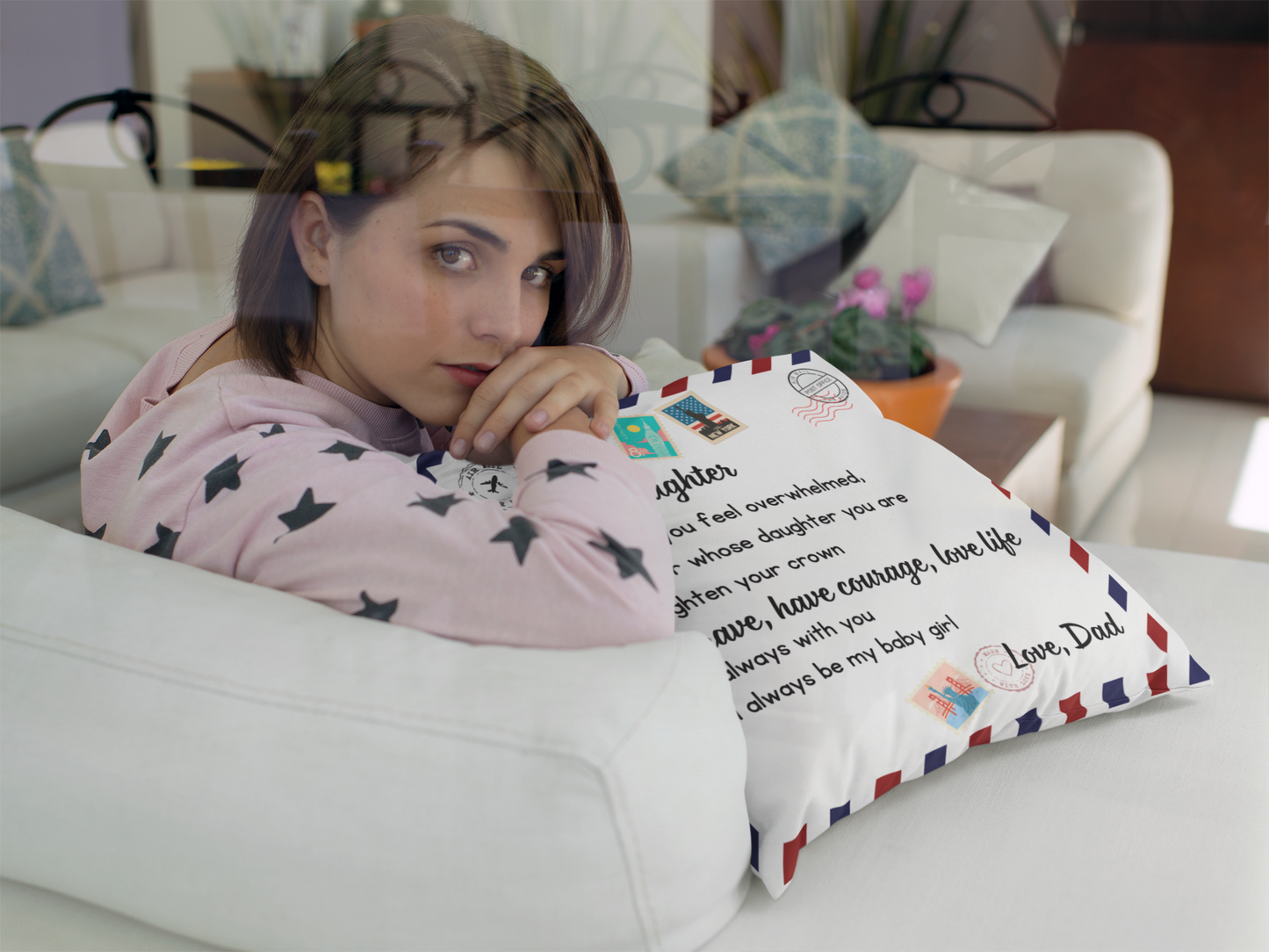 Huggable Message Pillow - Gift for Daughter, Love Dad